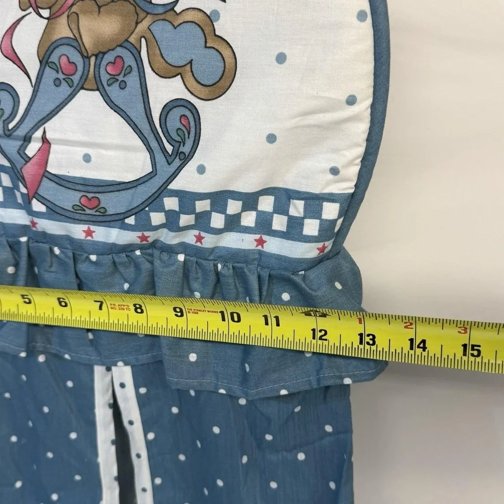 Vintage 90's Diaper Stacker Blue Polka Dot Heart Ruffle Nursery Rocking Bear